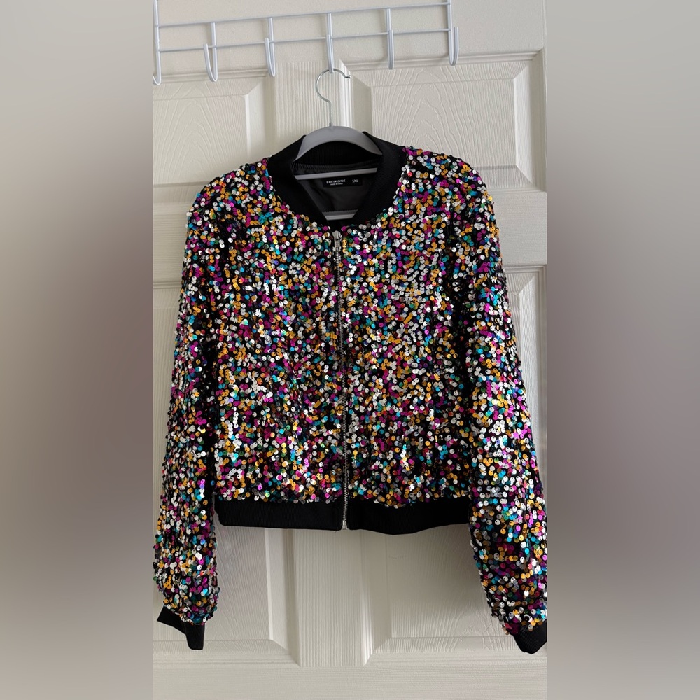 Multicolor Sequin Bomber Jacket – 1XL